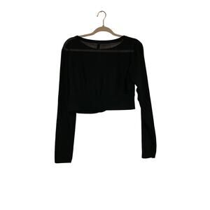 Victoria Sport Black Mesh Back Activewear Long Sleeve Cropped Top XL